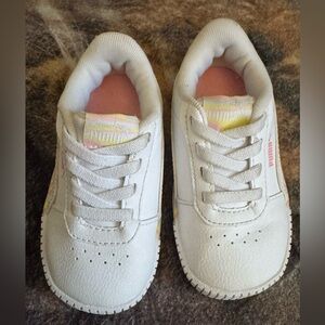 Puma Kids White and Pink Sneakers